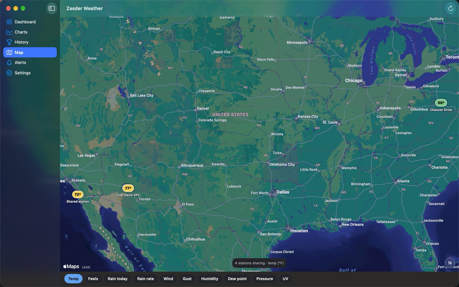 The shared station map on Mac